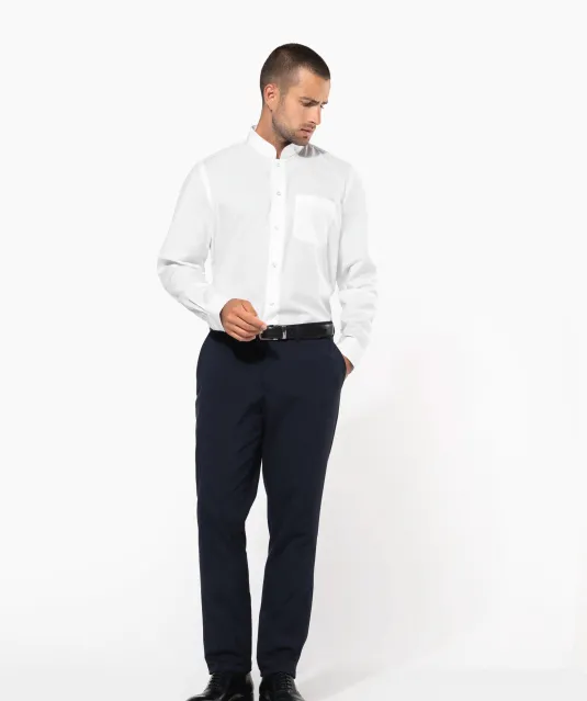K515 - Herenoverhemd met "Mao" kraag lange mouwen White