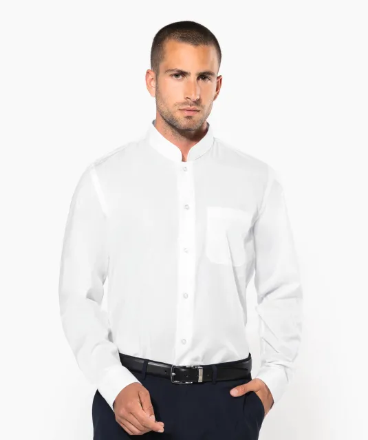 K515 - Herenoverhemd met "Mao" kraag lange mouwen White