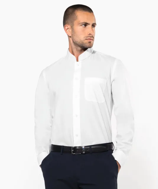 K515 - Herenoverhemd met "Mao" kraag lange mouwen White