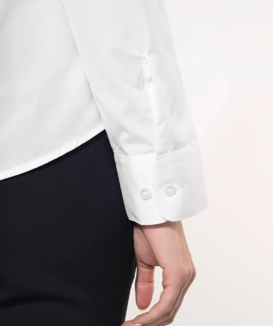 K514 - Damesblouse met "Mao" kraag lange mouwen White