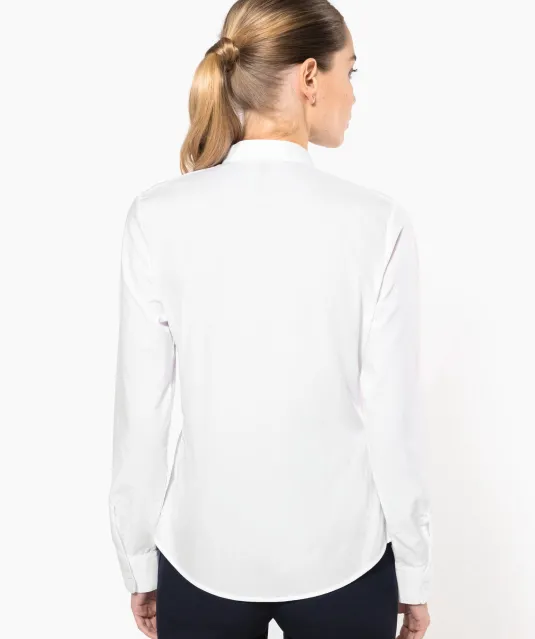 K514 - Damesblouse met "Mao" kraag lange mouwen White