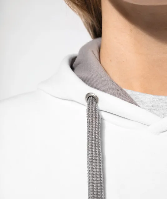 K465 - Damessweater met capuchon in contrasterende kleur Black / Fine Grey