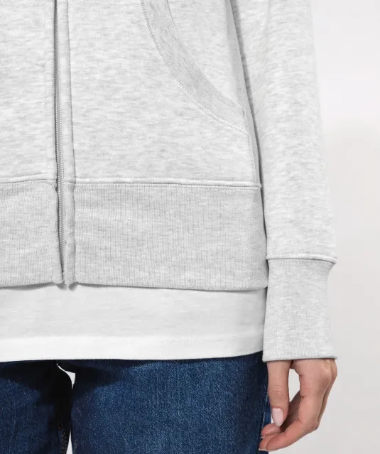 K464 - Damessweater met rits en capuchon White