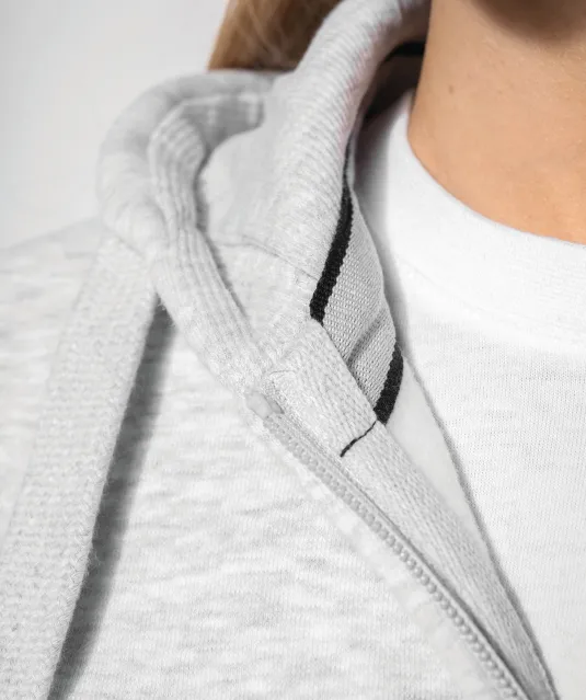 K464 - Damessweater met rits en capuchon White