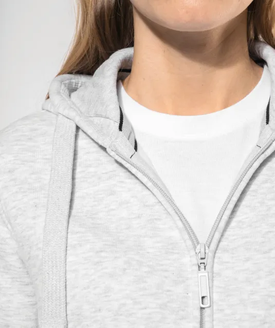 K464 - Damessweater met rits en capuchon White