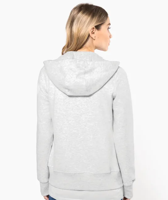 K464 - Damessweater met rits en capuchon White