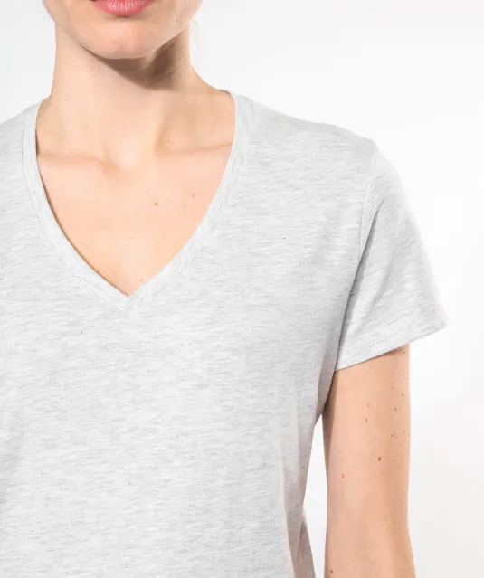 K381 - Dames T-shirt V-hals Korte Mouwen White