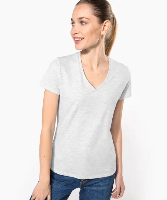 K381 - Dames T-shirt V-hals Korte Mouwen White