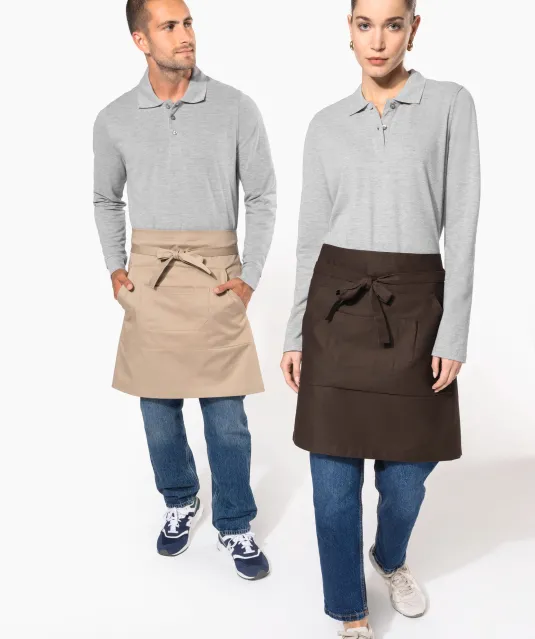 K898 - Katoenen halflang schort Beige