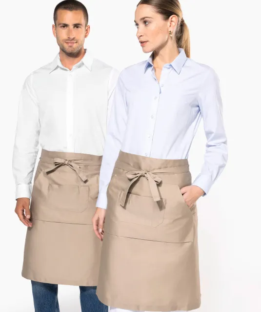 K897 - Polykatoen lang schort Beige