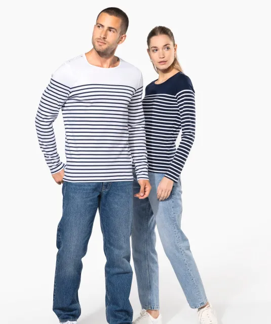 K366 - Gestreept heren-t-shirt lange mouwen White / Navy Stripes