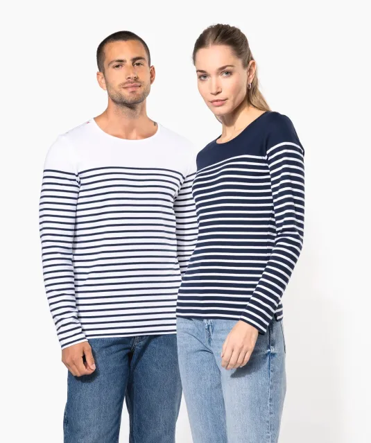 K366 - Gestreept heren-t-shirt lange mouwen White / Navy Stripes