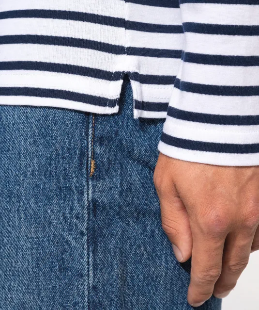K366 - Gestreept heren-t-shirt lange mouwen White / Navy Stripes