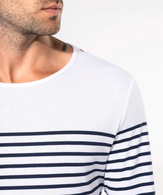 K366 - Gestreept heren-t-shirt lange mouwen White / Navy Stripes