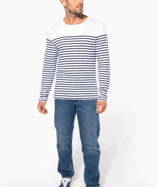 K366 - Gestreept heren-t-shirt lange mouwen White / Navy Stripes