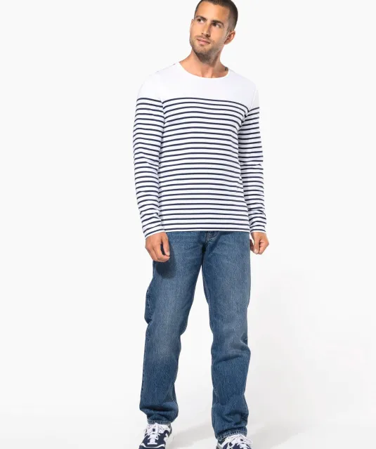 K366 - Gestreept heren-t-shirt lange mouwen White / Navy Stripes