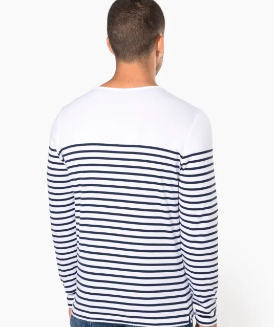 K366 - Gestreept heren-t-shirt lange mouwen White / Navy Stripes