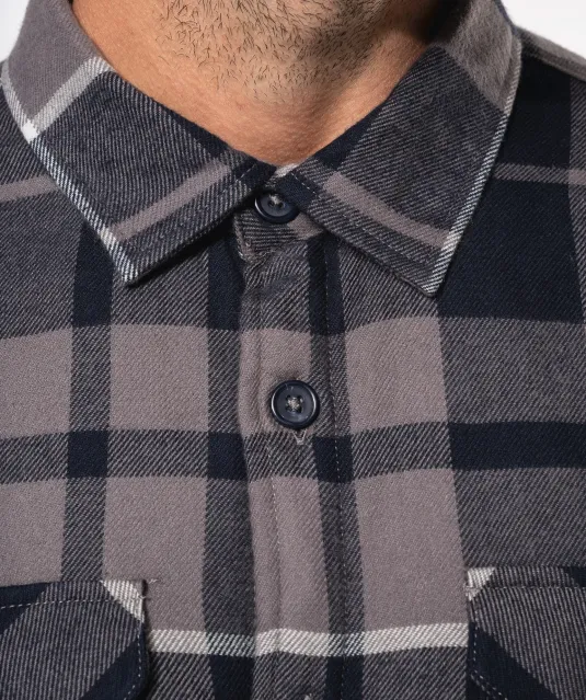 K579 - Geruit overshirt met sherpavoering Red / Navy checked