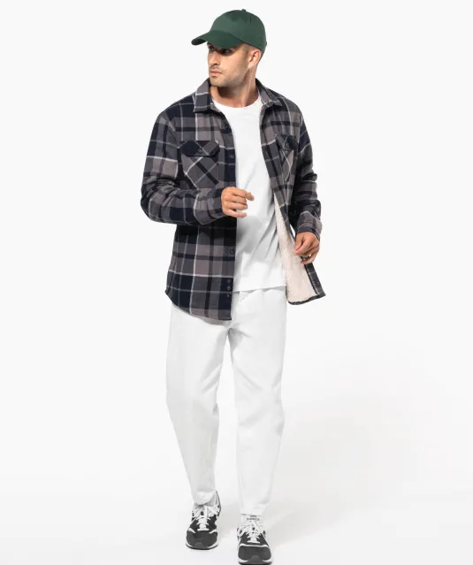 K579 - Geruit overshirt met sherpavoering Red / Navy checked