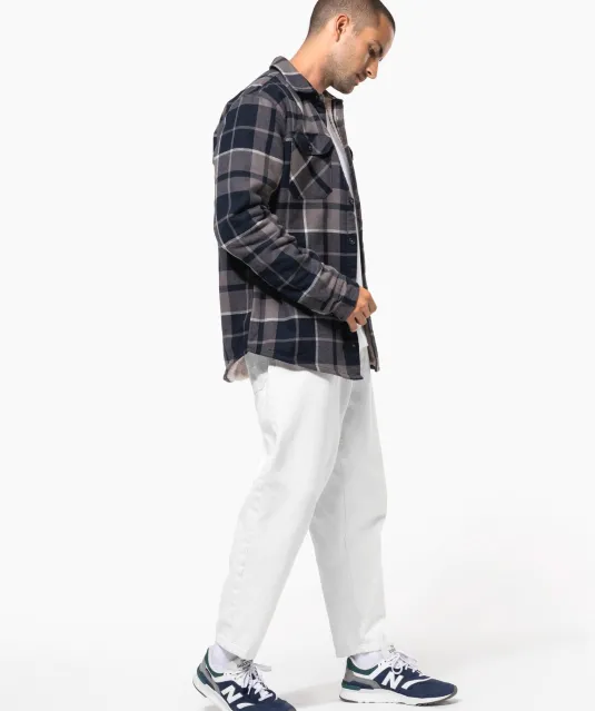 K579 - Geruit overshirt met sherpavoering Red / Navy checked