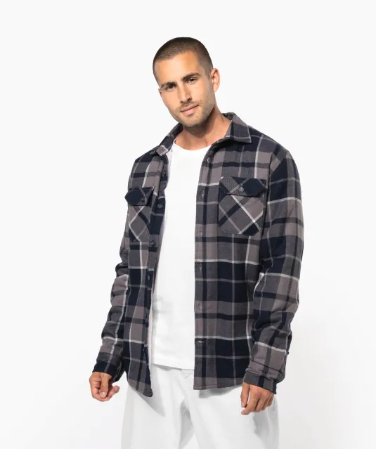 K579 - Geruit overshirt met sherpavoering Red / Navy checked