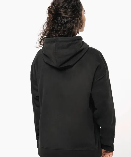 K949 - Oversized uniseks sweater met capuchon van gerecycled fleece Black