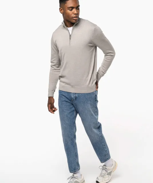 K970 - Heren pullover met ritskraag Black