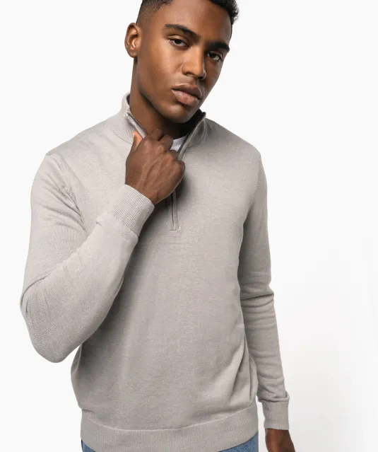 K970 - Heren pullover met ritskraag Black