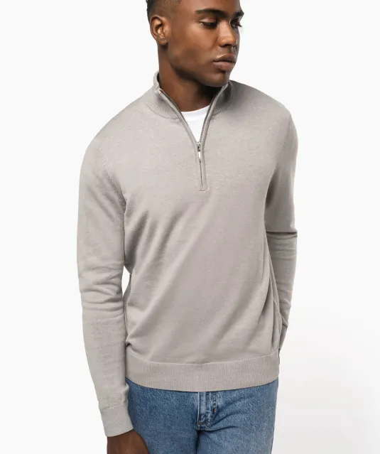 K970 - Heren pullover met ritskraag Black