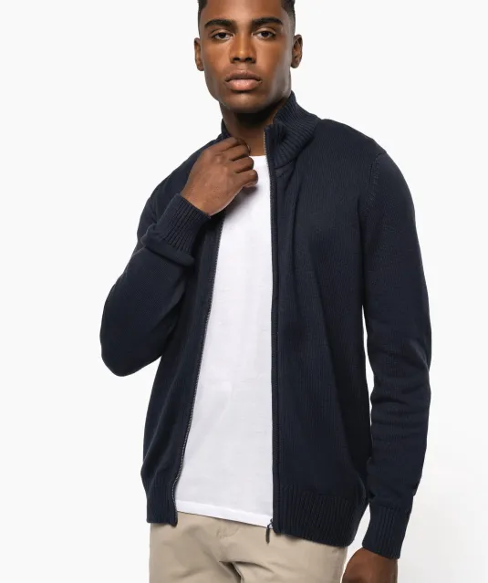 K971 - Heren cardigan met rits Black