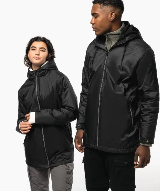 K6153 - Uniseks fleecejas met gevoerde capuchon Black