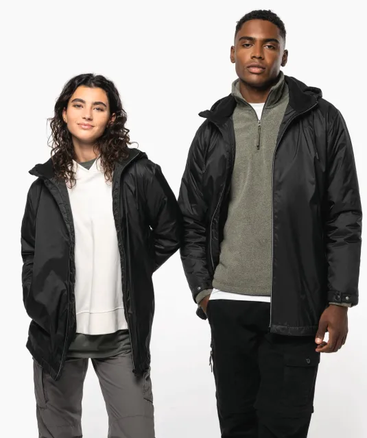 K6153 - Uniseks fleecejas met gevoerde capuchon Black