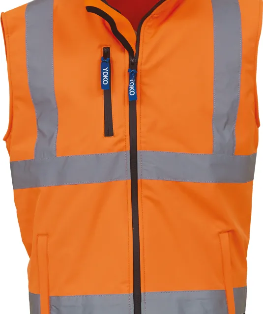 YHV006 - Softshell veiligheidsbodywarmer Hi Vis Orange / Navy