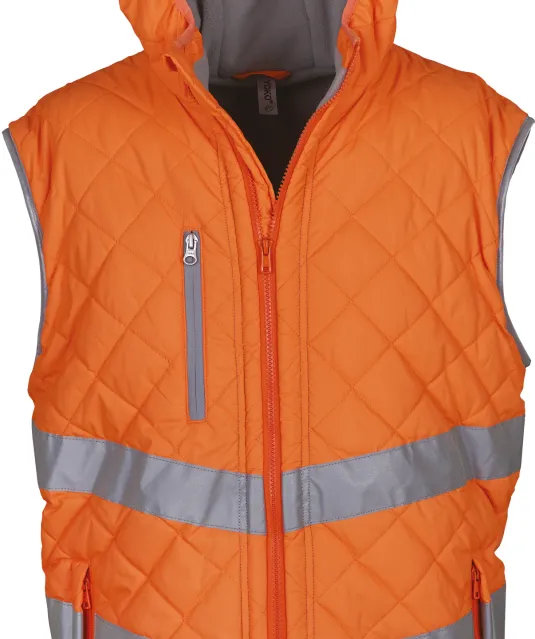 YHV007 - Kensington - Hi-Vis bodywarmer met capuchon Hi Vis Orange