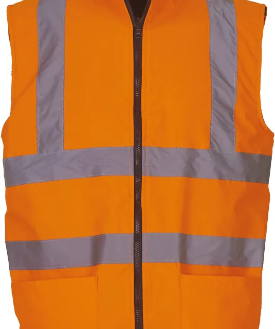 YHV008F - Omkeerbare fleece veiligheidsbodywarmer Hi Vis Orange