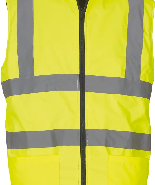 YHV008F - Omkeerbare fleece veiligheidsbodywarmer Hi Vis Yellow