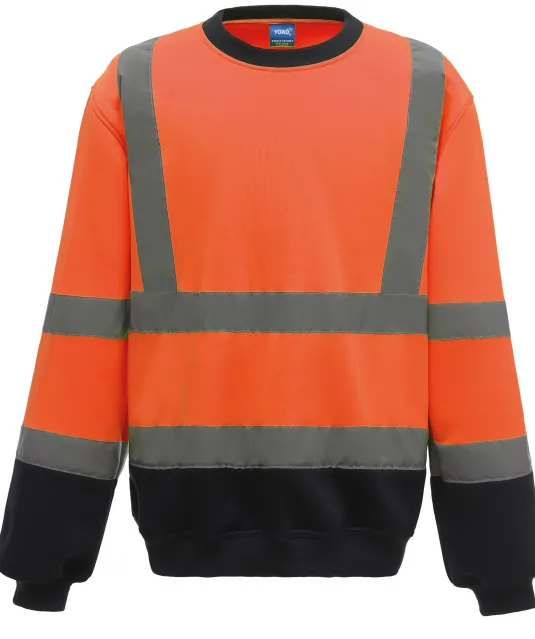 YHVJ510 - Veiligheids Sweater Hi Vis Orange / Navy