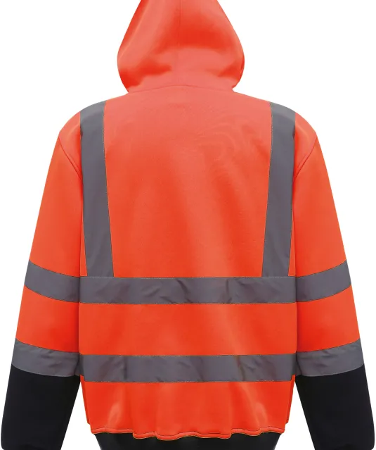 YHVK05 - Hi-Vis sweater met capuchon Hi Vis Orange / Navy