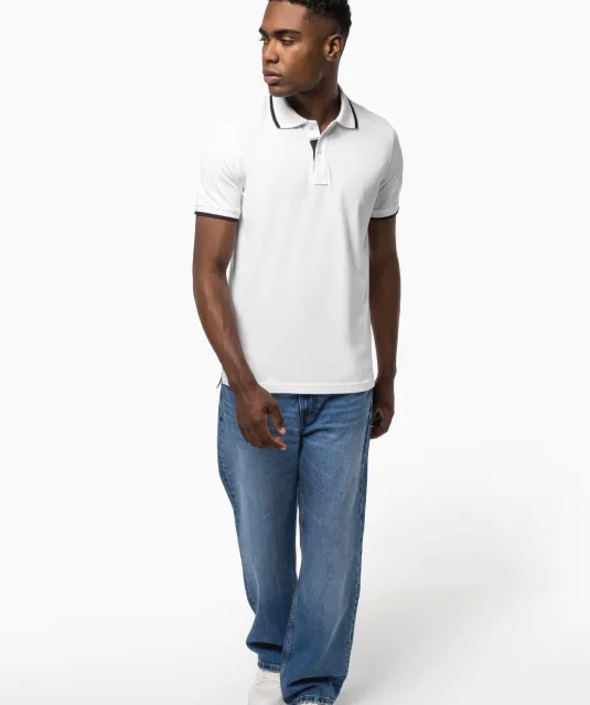 K245 - Polo korte mouwen Light Turquoise / White / Navy