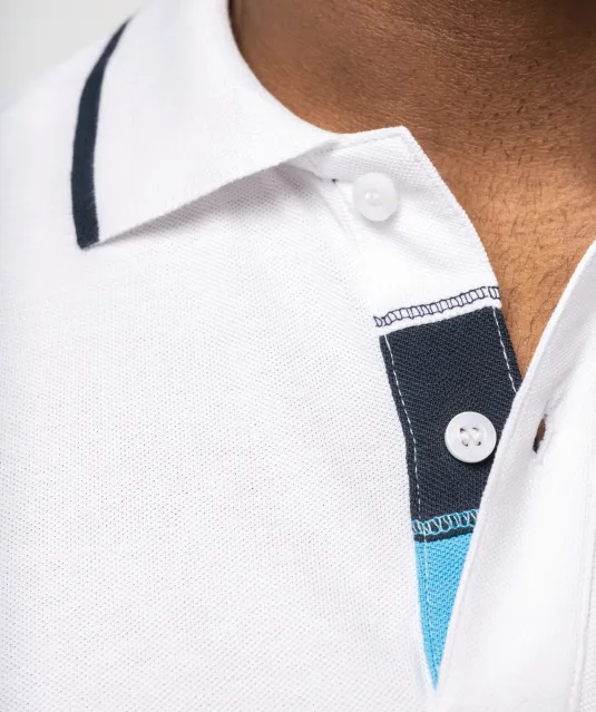 K245 - Polo korte mouwen Light Turquoise / White / Navy