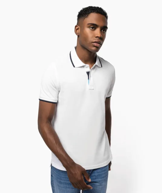 K245 - Polo korte mouwen Light Turquoise / White / Navy