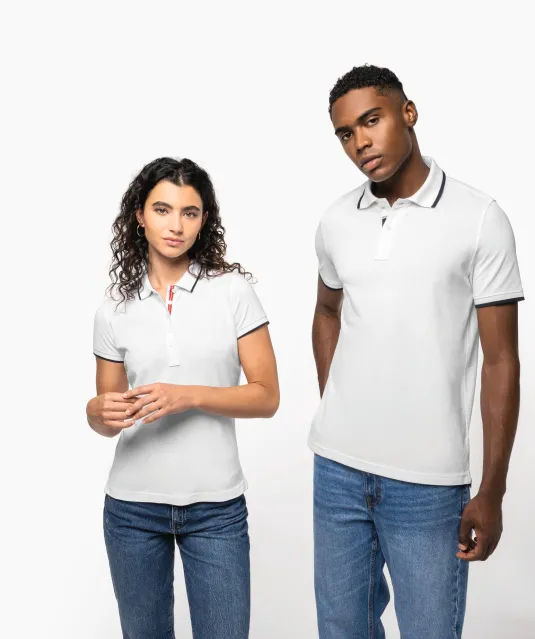 K245 - Polo korte mouwen Light Turquoise / White / Navy