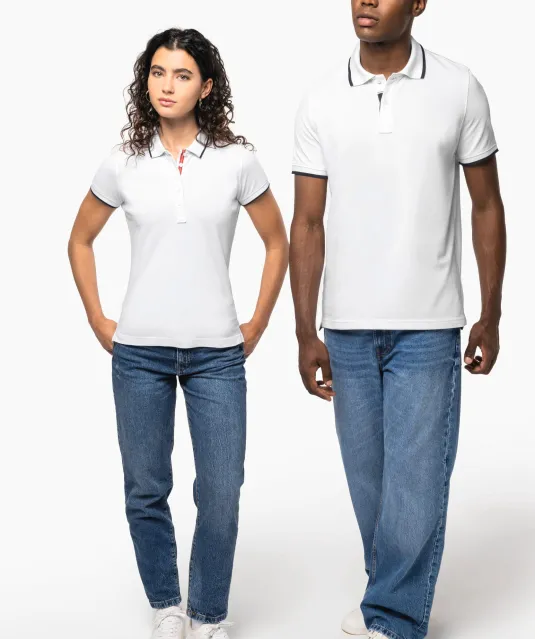 K245 - Polo korte mouwen Light Turquoise / White / Navy