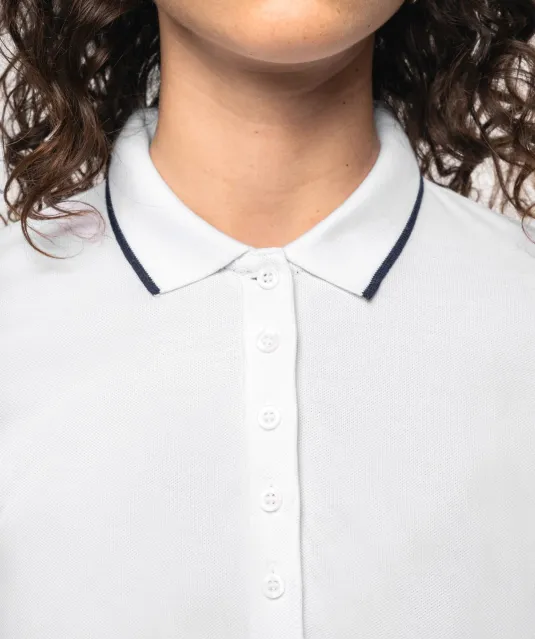 K252 - Damespolo korte mouwen Navy / White / Red