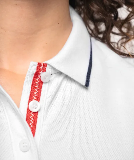 K252 - Damespolo korte mouwen Navy / White / Red