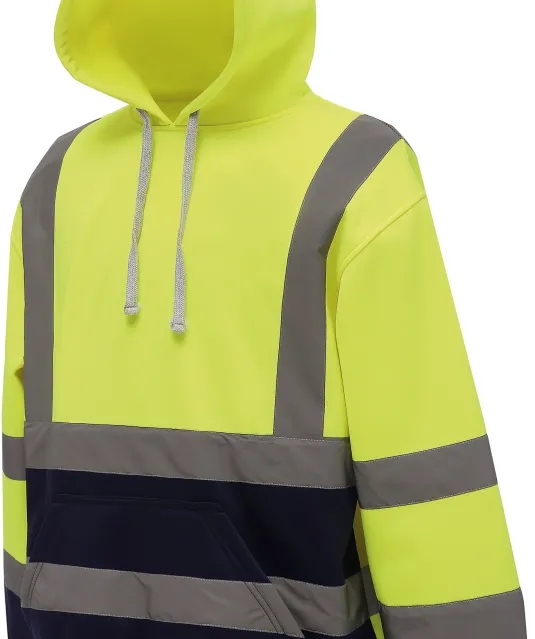 YHVK05 - Hi-Vis sweater met capuchon Hi Vis Yellow / Navy