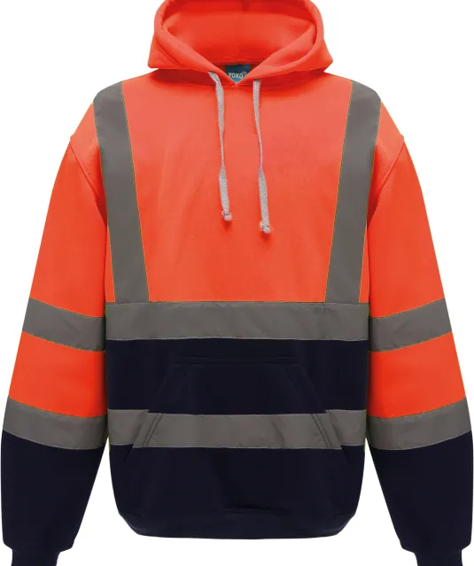 YHVK05 - Hi-Vis sweater met capuchon Hi Vis Orange / Navy