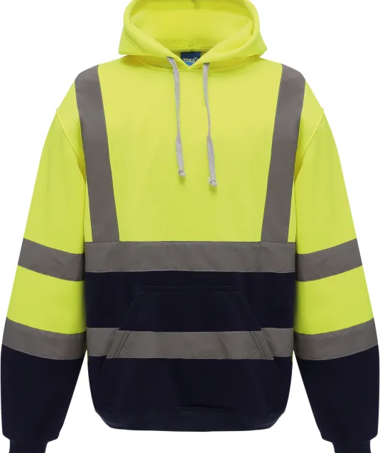YHVK05 - Hi-Vis sweater met capuchon Hi Vis Yellow / Navy