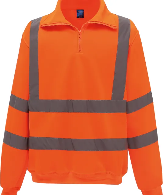 YHVK06 - Veiligheidsweater met 1/4 rits Hi Vis Orange