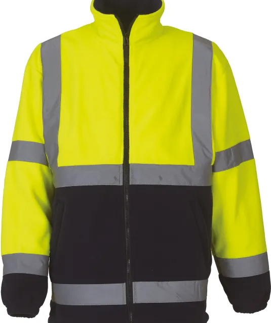 YHVK08 - Zware fleece veiligheidsjas Hi Vis Yellow / Navy